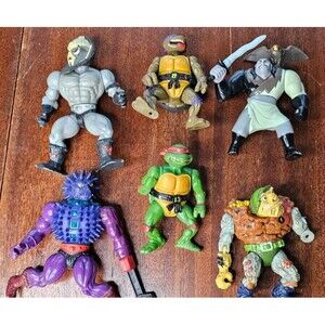 TMNT Teenage Mutant Ninja Turtles Vintage Action Figures 1980s 1990s Lot of 6
